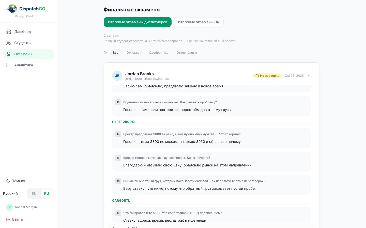 Проверка итогового экзамена